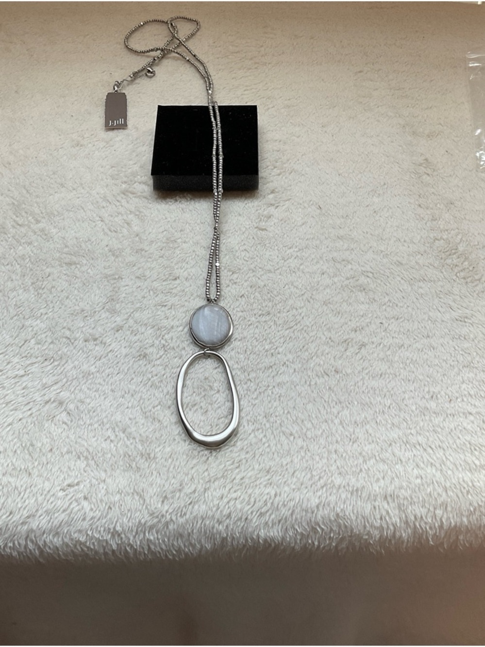J. Jill Silver-Tone Double Drop Necklace with Light Gray Stone